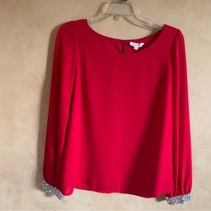Chocolate elegant red long sleeve blouse size medium